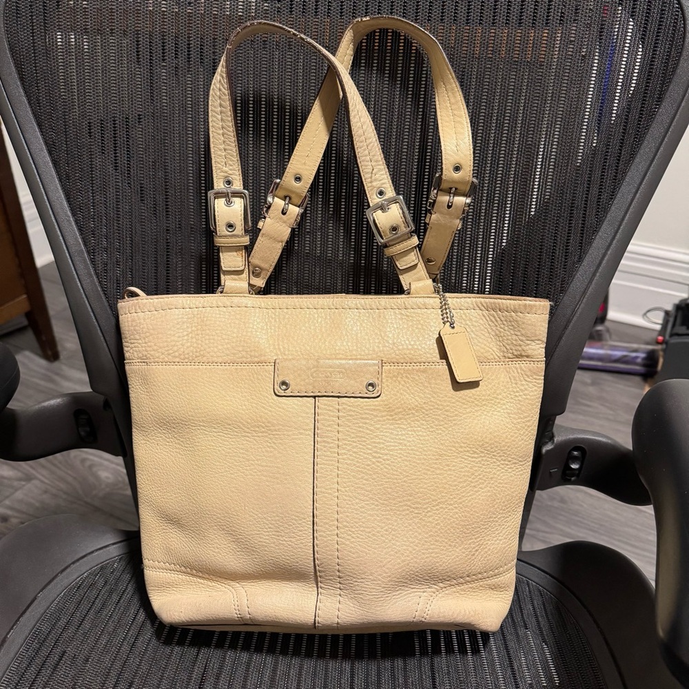 Vintage Coach - Hamilton Beige Leather Tote Bag